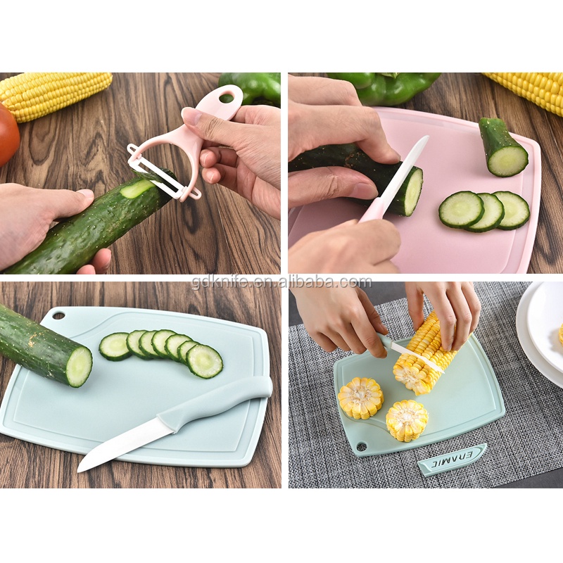 Pisau Set Talenan 3in1 Ceramic Peeler fruit Alat pengupas penyerut kulit buah kitchen knife cutting board set piso tatakan serbaguna Alas pemotong sayuran dan lainnya tajam anti karat