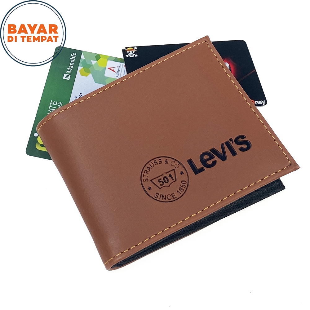 SHOPEE 6.6 SUPER SALE!! Dompet Kulit Pria Size 3/4 Dompet Kulit PU Type Golden G-901 Dompet Pendek Dompet Retro Model Baru - Brown