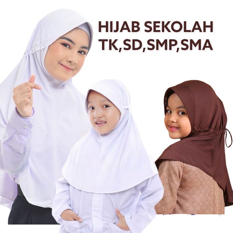 Kerudung sekolah anak hijab bergo anak instan hijab sekolah TK SD SMP SMA