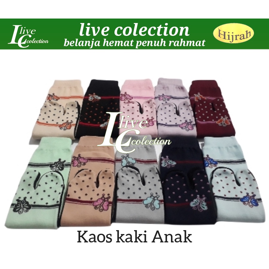 kaos kaki jempol anak muslimah motif kupu2 menyerap keringat