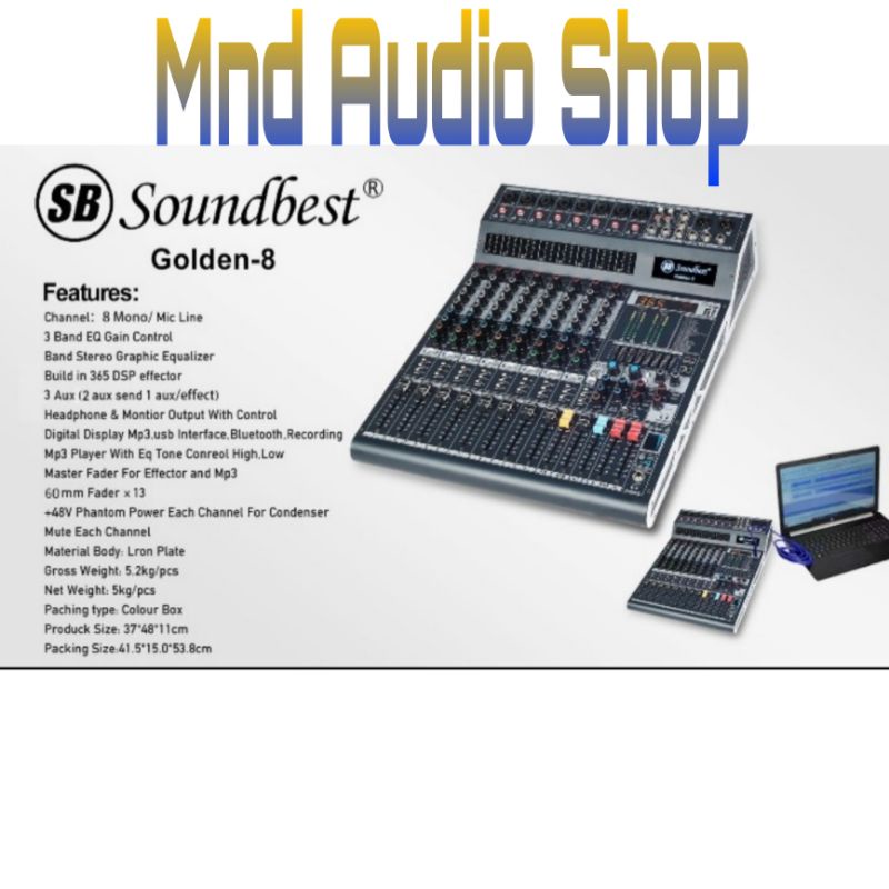 Mixer Soundbest Golden 8 Bluetooth USB soundcard mixer soundbest 8 channel original