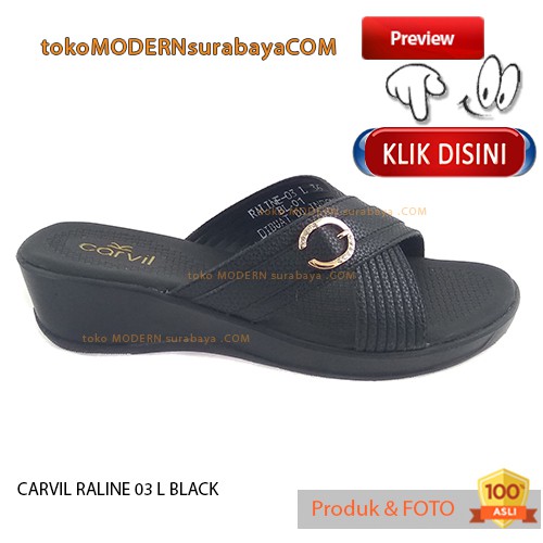  CARVIL  RALINE 03 L BLACK sandal  wanita  casual slide 