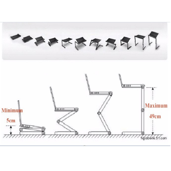 Meja Laptop Portable praktis berbagai posisi dengan Cooling Fan