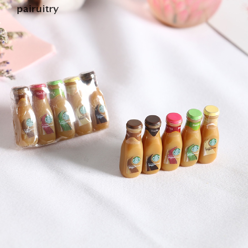 Prt 1 / 5pcs Miniatur Botol Kopi Bahan Resin Untuk Aksesoris Rumah Boneka 1 / 12 PRT