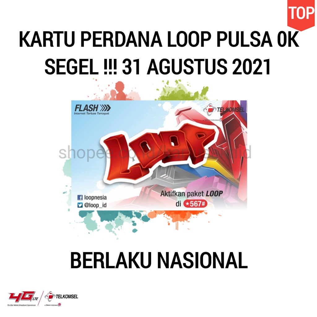 Kartu Perdana Telkomsel loop Pulsa NOL Perdana Loop Pulsa 0k Berlaku Nasional