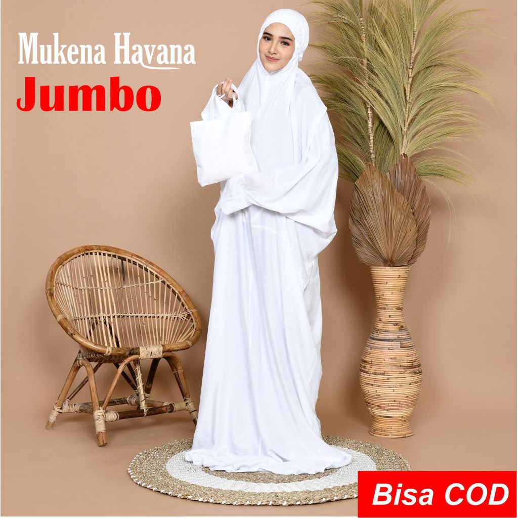 Mukena Terusan JUMBO Polos Putih Katun Rayon Mukena Pondok Mukena Dewasa Mukena Lajur