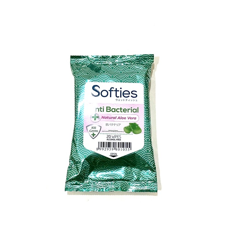 tisu basah softies wipes antiseptic 20s dan natural alovera 20s-2