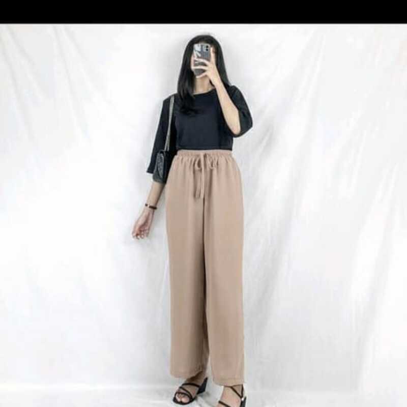 crinkel airflow culotte XR COLECTION celana kulot highwaist /kulot krinkel warna hitam