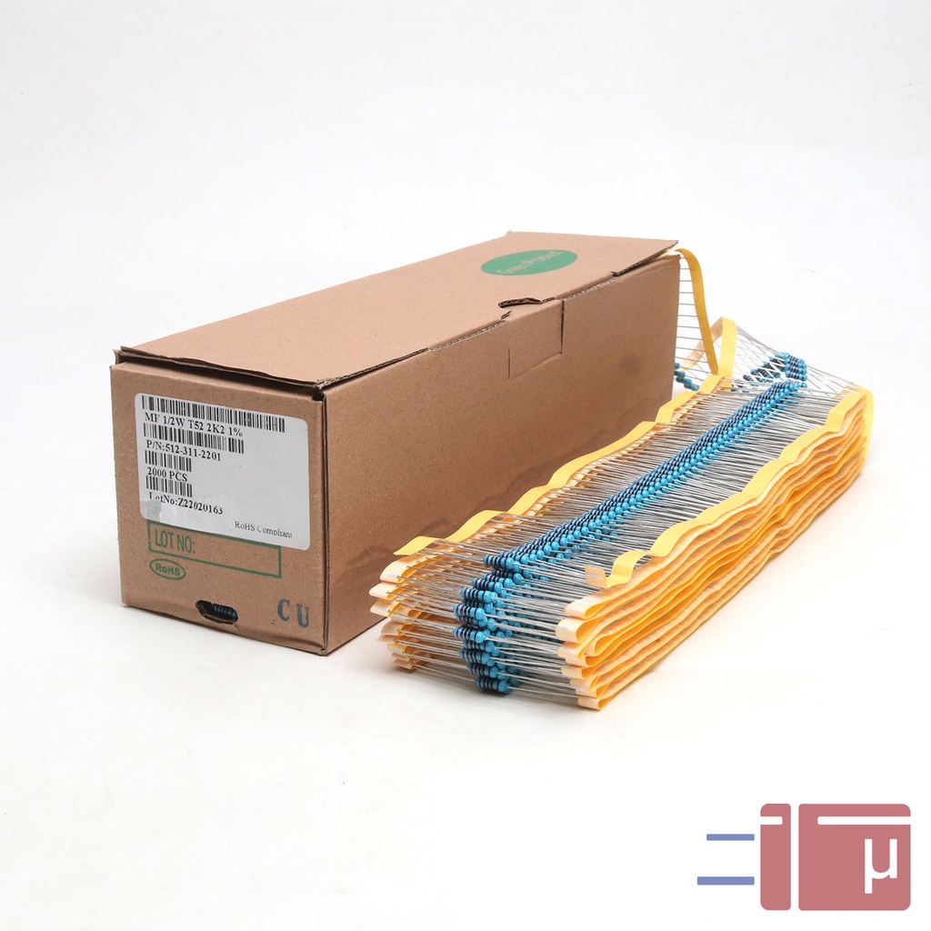 x10 Resistor 2K2 2.2K 1/2W Metal Film 1% Taiwan Kaki Tembaga