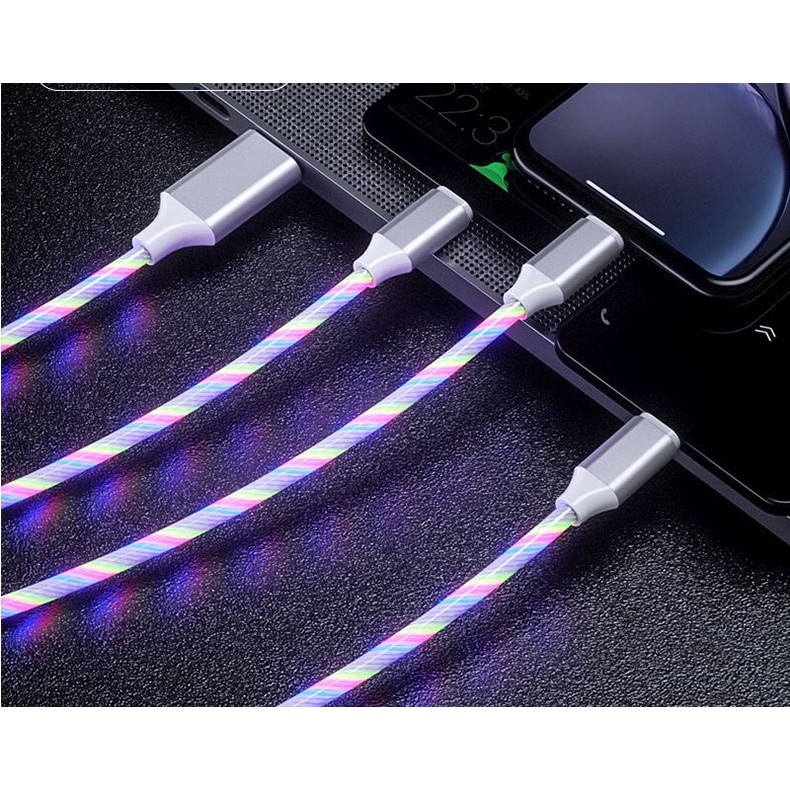 Kabel Data / Charger Micro USB / Tipe-C Magnetik 5A Fast Charging Dengan Lampu Led Untuk IPhone