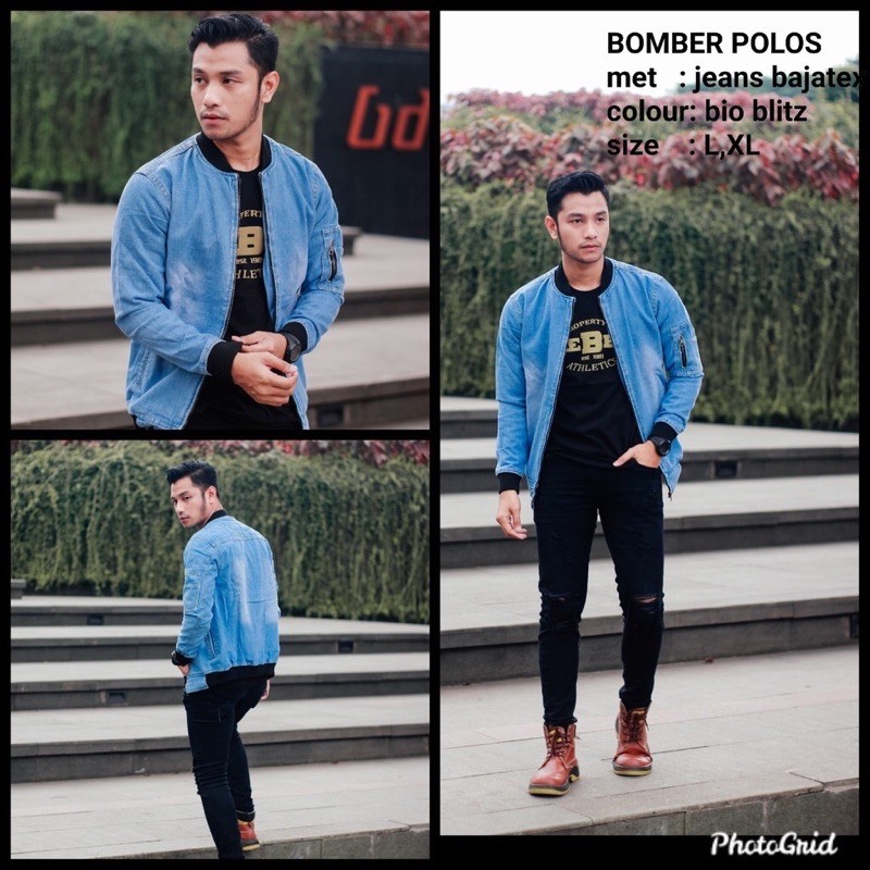 Jaket Bomber Jeans Pria / Jaket Denim Bomber Washing