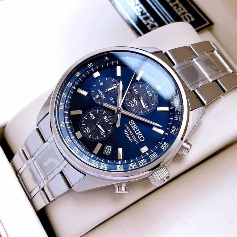 JAM TANGAN PRIA SEIKO SSB377P1 SSB377 CHRONOGRAPH BLUE DIAL ORIGINAL