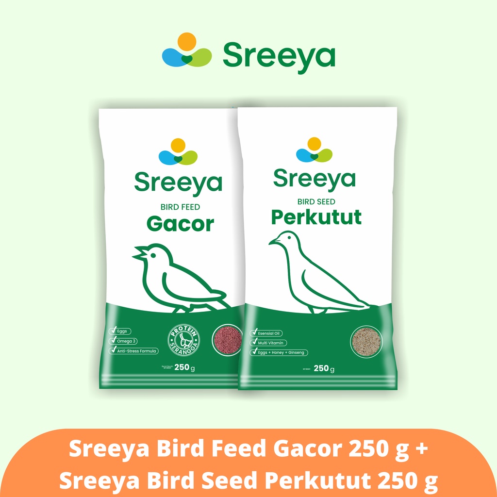Sreeya Bird Feed Gacor 250 g + Sreeya Bird Seed Perkutut 250 g