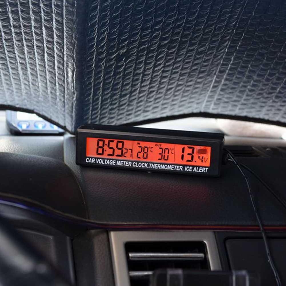 Jam Mobil Digital LCD dengan Thermometer dan Monitor Voltase