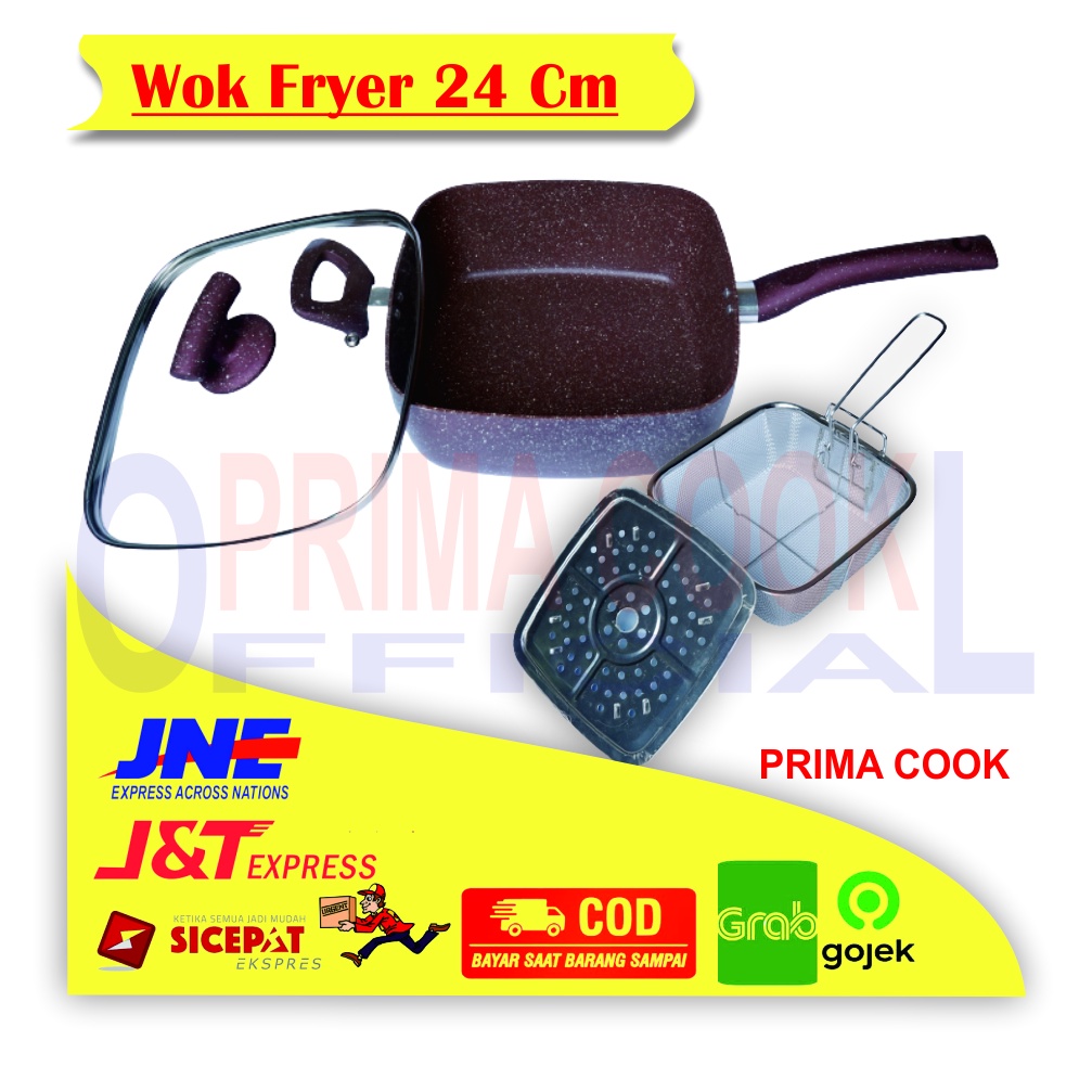 PRIMA COOK - Wajan - Wok Fryer 24 Cm - Marble Coating