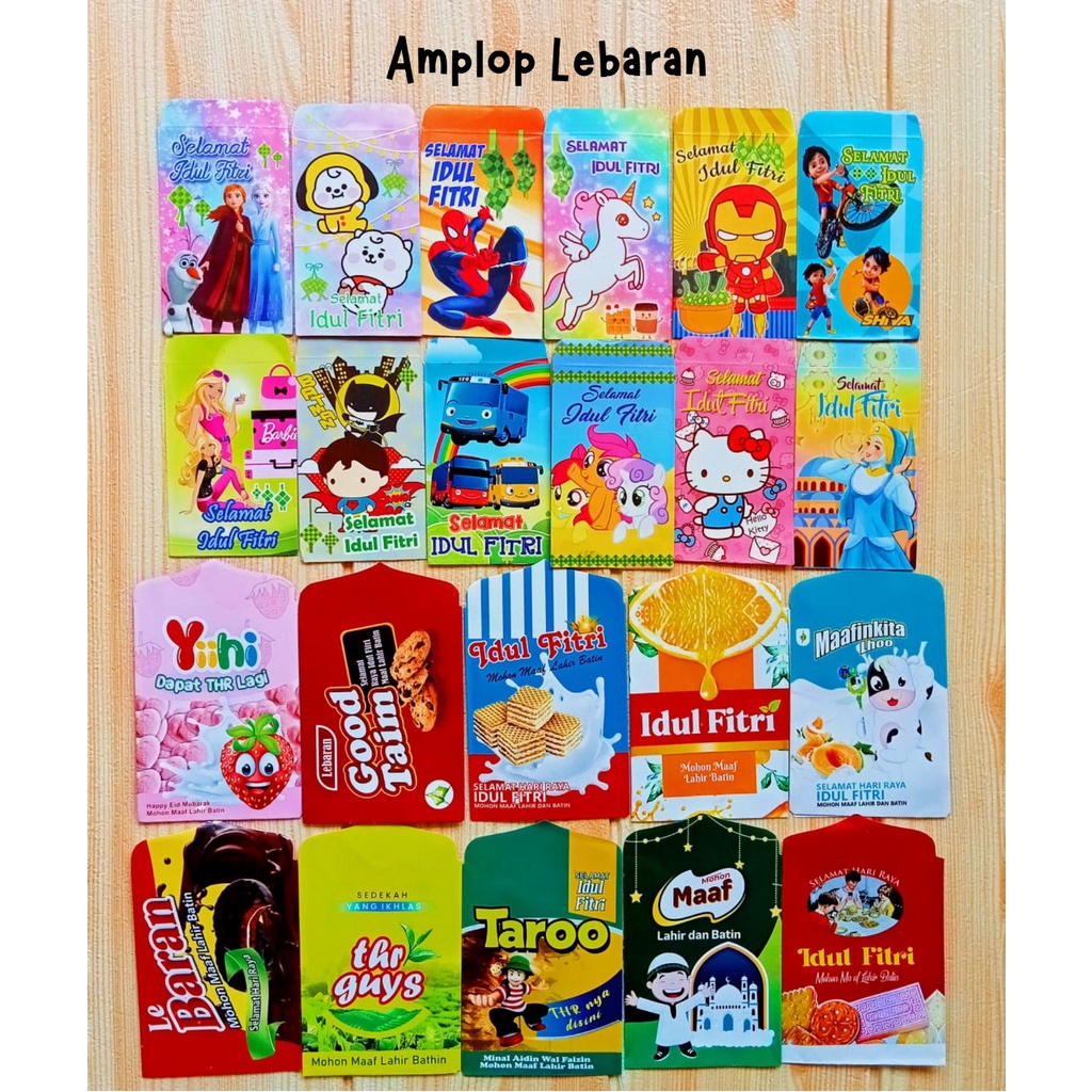 Amplop Lebaran Idul Fitri Motif Kartun Karakter Lucu