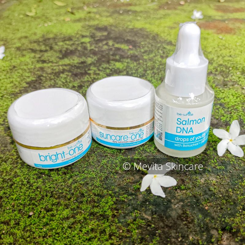 Be-White Paket Serum DNA Salmon, Bright One Whitening Cream, Suncare One Sunscreen SPF 15