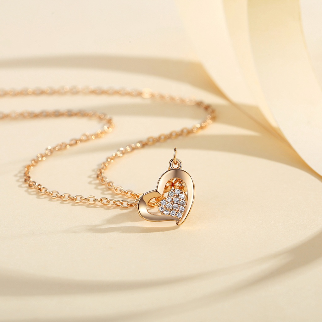 Y611 【COD】 Kalung Liontin Wanita Rantai Lapis Emas Aksesoris Fashion Wanita Kalung Hati Kristal