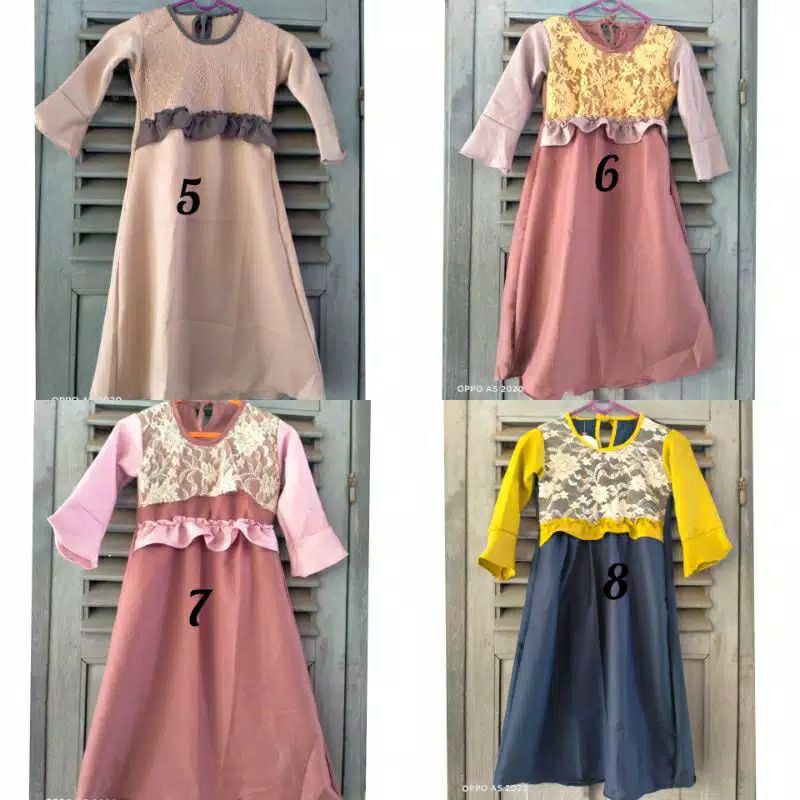 GAMIS ANAK | GAMIS MOSSCREPE | KOMBINASI BROKAT