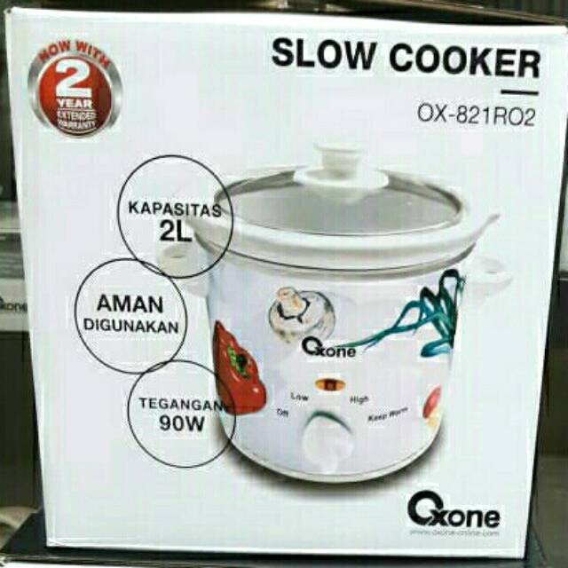 Oxone OX-821RO2 Slow Cooker Penghangat Listrik Elektrik Nasi Bubur Sup Kuah Keramik 2 L 2L Ox 821RO2