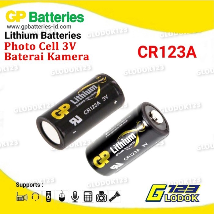 Baterai Photo lithium CR123A 3V Original GP