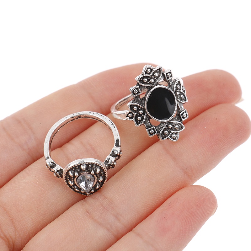 15pcs / set Cincin Gaya Vintage Punk Gothic Untuk Wanita