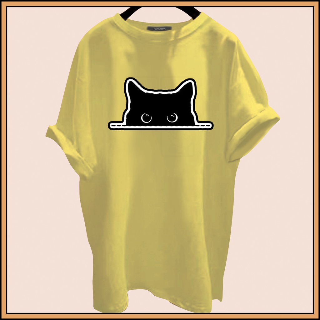 CALVIERO SHOP - BAJU KAOS ATASAN WANITA CAT BLACK PRINT