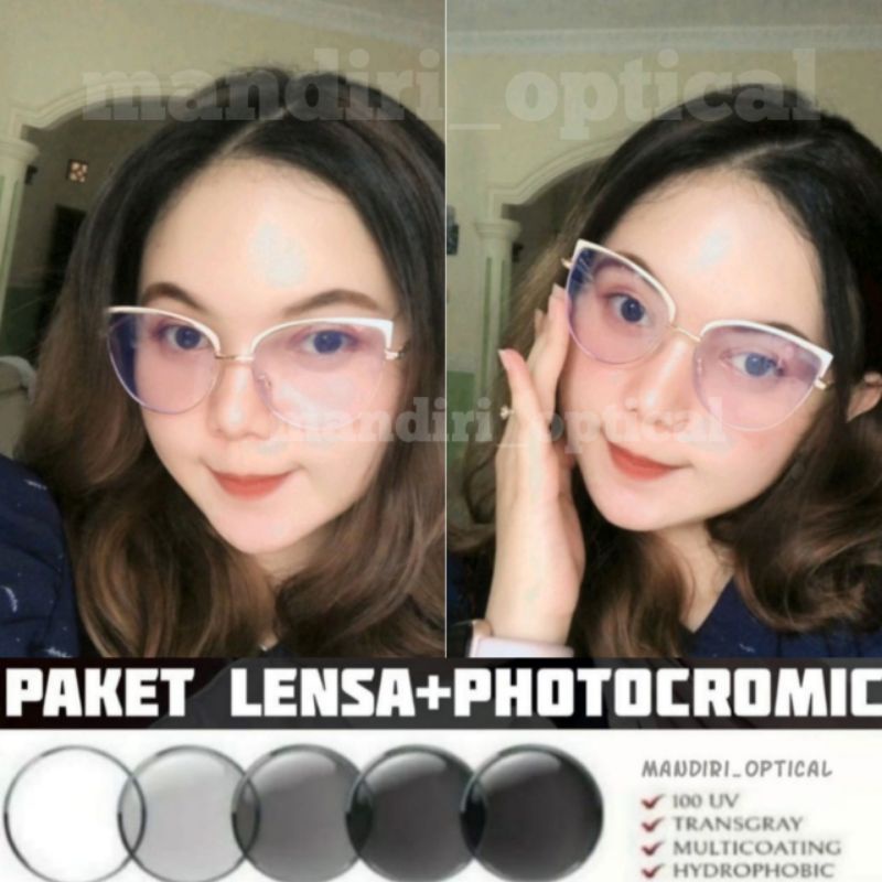 (NEW) Frame kacamata fashion | kacamata wanita | kacamata minus photocromic antiradiasi | kacamata anti radiasi | kacamata photocromic | lensa minus | lensa photocromic | kacamata hitam wanita | kacamata wanita photocromic | kacamata murah