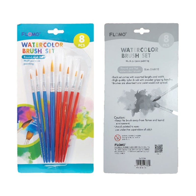 

FLOMO WATERCOLOR BRUSH SET MIX ROUND/FLAT KUAS LUKIS CAT AIR