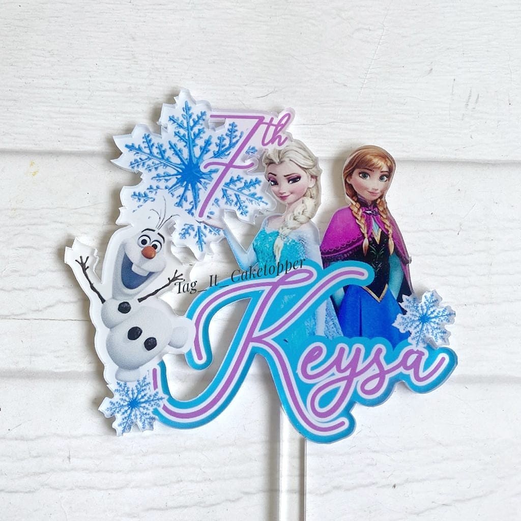 Custom Cake Topper Acrylic Frozen Elsa Anna Olaf Hiasan Kue Akrilik Ulang Tahun Anak Lucu Princess