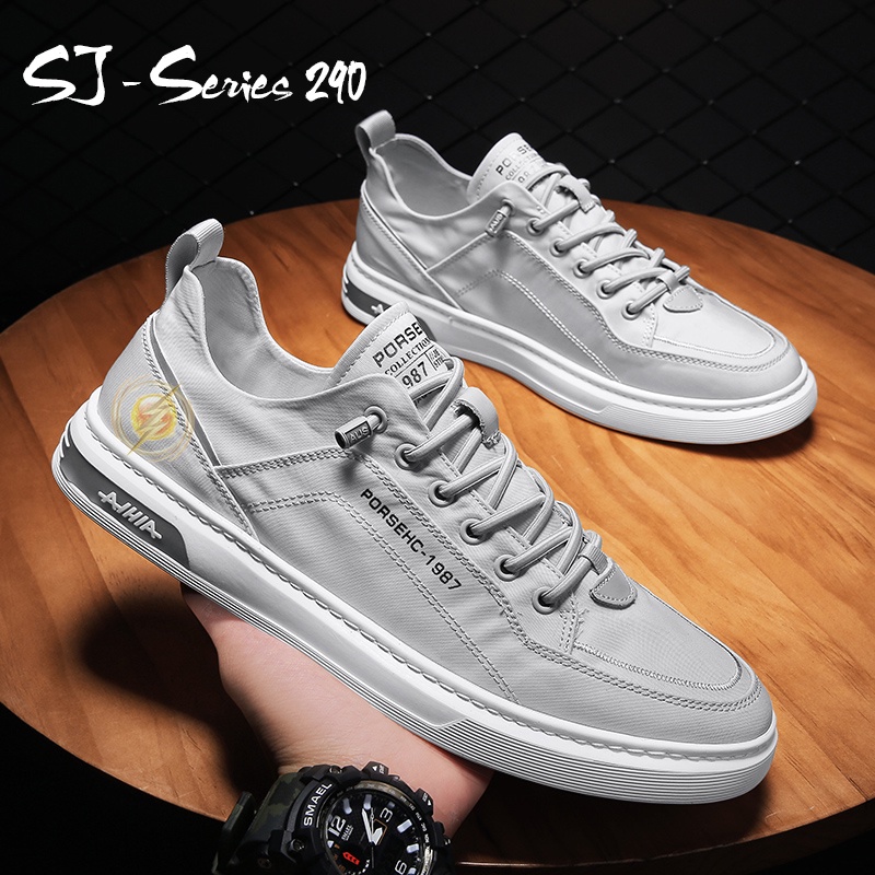 [NOOS] Sepatu Sneakers Pria Trendy Buat Nongrong Tali Elastis Series 1 Kualitas Import Premium -290 ABU