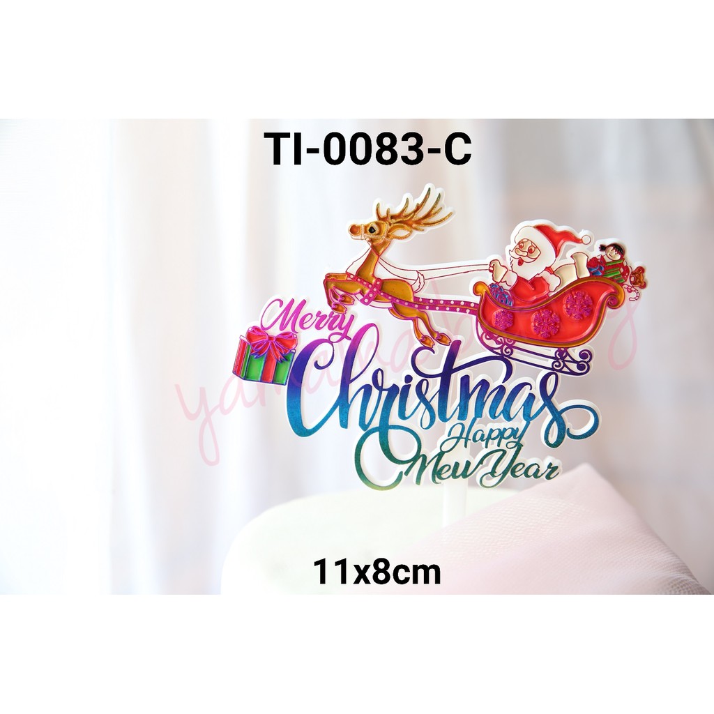 Image of GR-TI-0083 Cake topper tulisan merry christmas happy new year natal #3