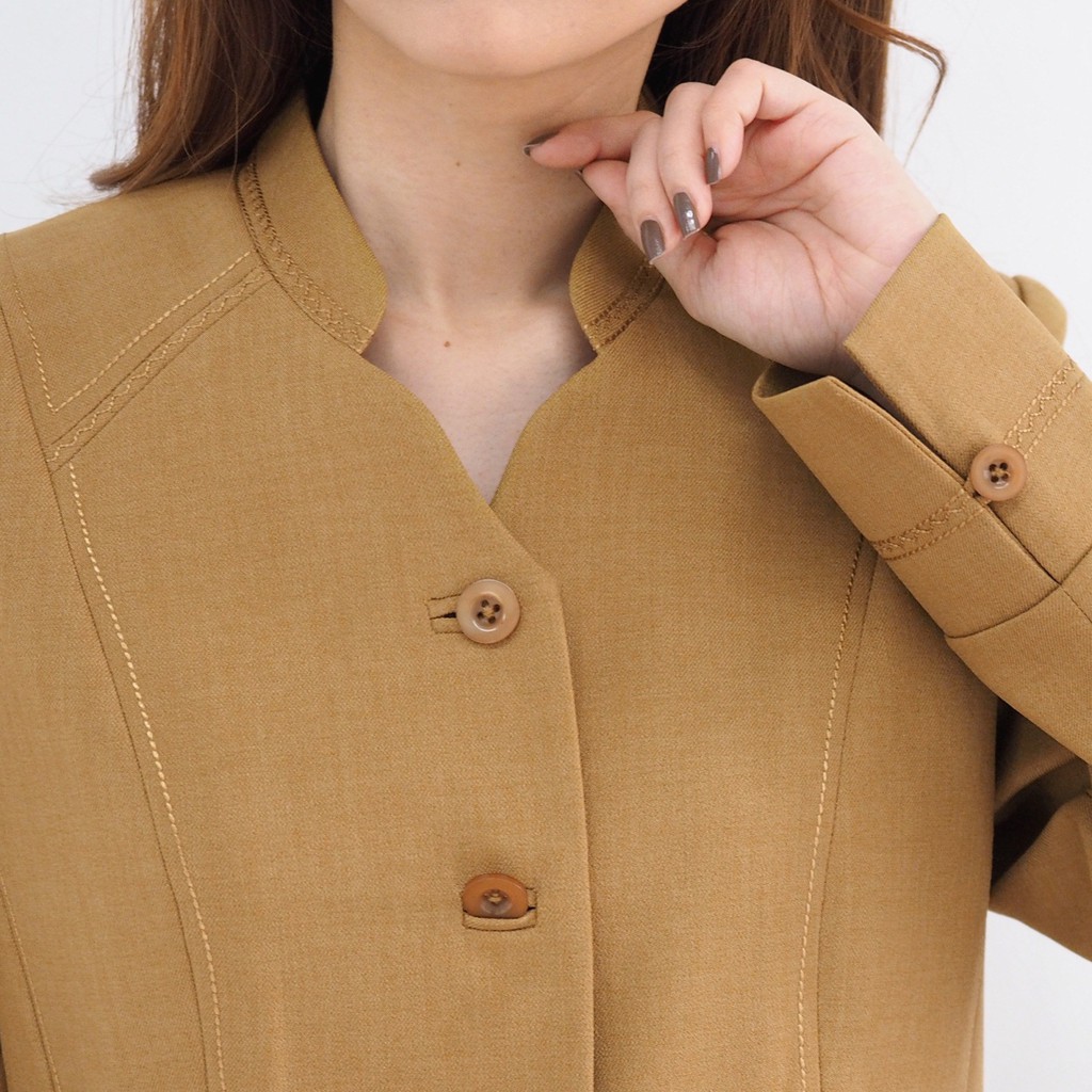 BLAZER WANITA B&amp;V / Seragam PNS / Baju PDH PNS Wanita / Baju Dinas Pemda Wanita / Baju Khaki PNS Wanita / Seragam ASN Wanita / Baju Guru Wanita - 7003 JUMBO Pemda Aceh / Coklat Tua Gelap