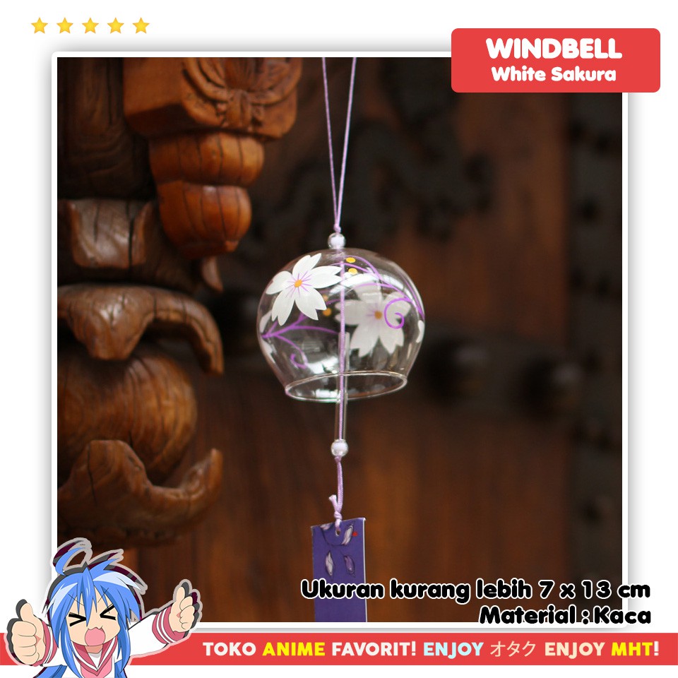 Lonceng Angin Windbell Wind Chime Furin White Sakura Cherry Blossom