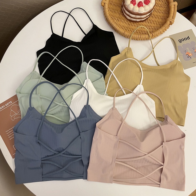 Kemben Bra Seamless Korean Tank Top Bralette Pakaian Dalam Wanita Crop Top Sport Bra Kemben Pendek BH Cewek Tanpa Kawat Tanktop Bralete