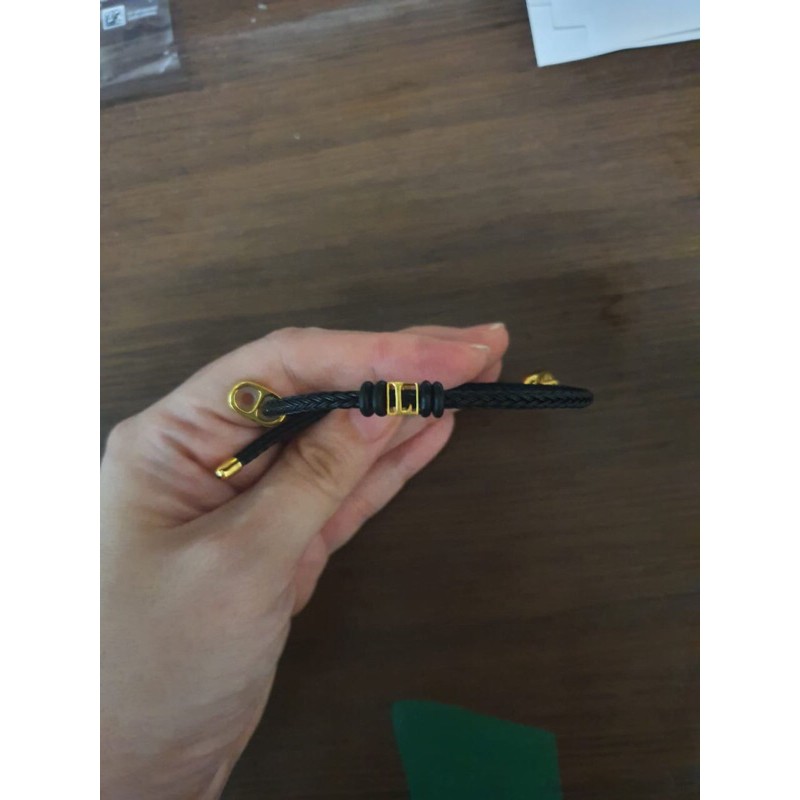 Gelang Tali Inisial Huruf L Kubus Elegant Emas Asli