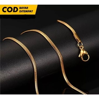 TERLARIS KALUNG TITANIUM HITAM/SILVER/KUNING PRIA DAN WANITA MODEL BULAT/GEPENG/KOTAK TERLARIS TERMURAH