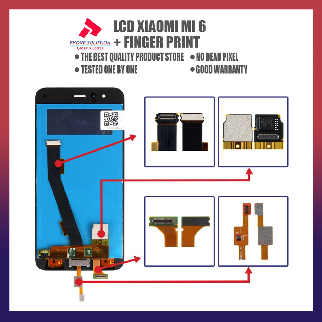 LCD Xiaomi Mi 6 Include Fitur Finger Print Fullset Touchscreen // Supplier LCD Xiaomi Mi - Garansi 1 Bulan