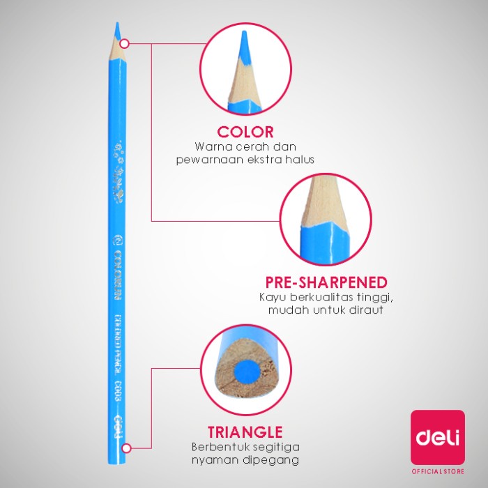 

WARNAPENSIL- DELI COLORED PENCIL 12C EC00300 - PENSIL WARNA ANAK-ANAK -PENSIL WARNA