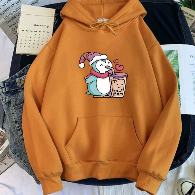 hoodie pinguin hoodie wanita dewasa size M L XL