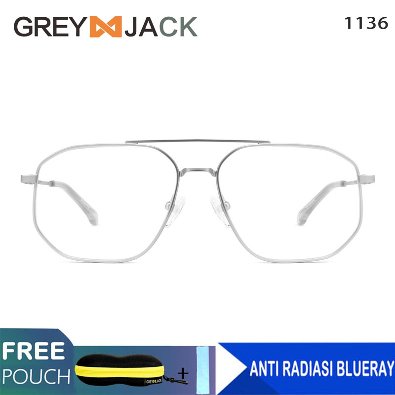 

Grey Jack Frame Kacamata Titanium Metal Fashion / anti radiasi Blue Ray1136