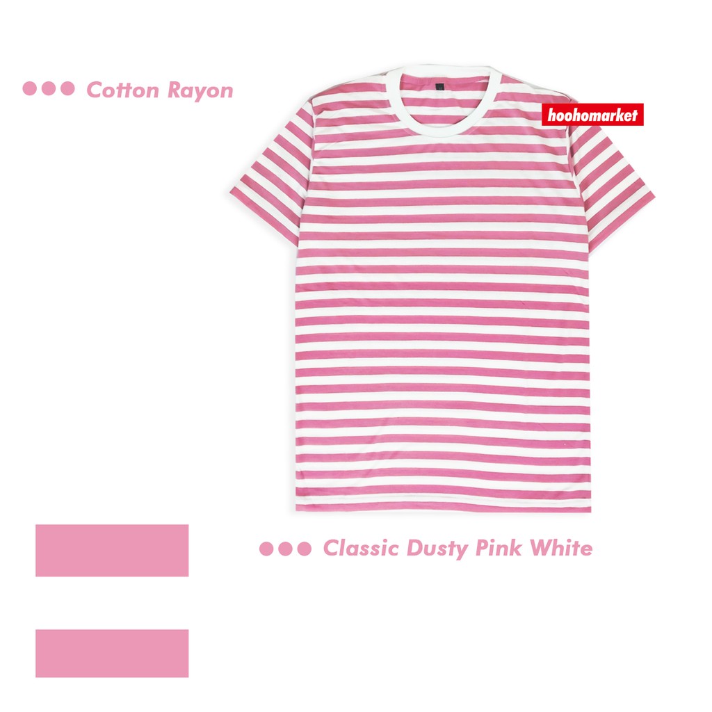 Download A1 - TERLARIS KAOS STRIPE BASIC POLOS WANITA LENGAN PENDEK - CLASSIC DUSTYY PINK WHITE | Shopee ...
