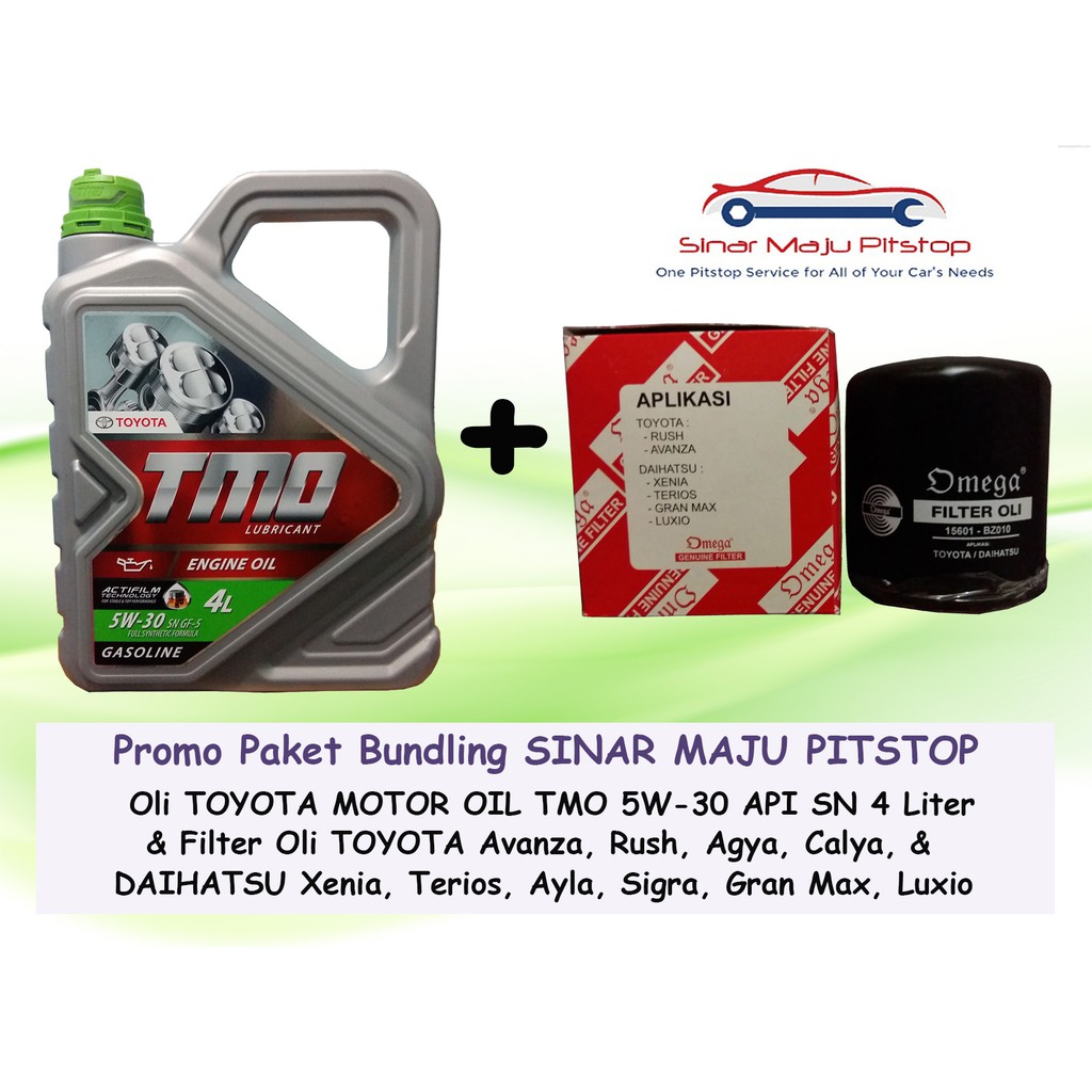 Paket Bundling Oli Mobil TOYOTA MOTOR OIL TMO 5W-30 API SN & Filter DAIHATSU AYLA & SIGRA & SIRION
