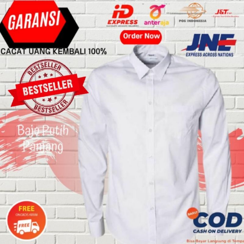 Kemeja Sragam sekolah Putih polos SD SMP SMA lengan panjang