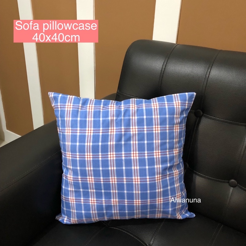Sarung bantal sofa 40x40cm motif korean gingham kotak