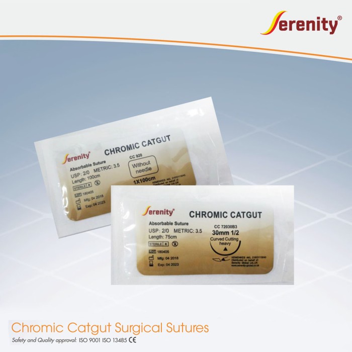 Serenity - Benang Jahit Catgut Chromic 1/0 2/0 3/0 Surgical Suture #98