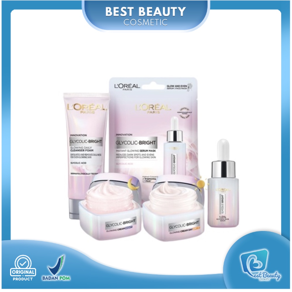 ★ BB ★ L'Oreal Paris Glycolic Bright Glowing SERIES - Day Night Cream - Facial Wash - Serum - Face Mask | Loreal Skincare Glyco