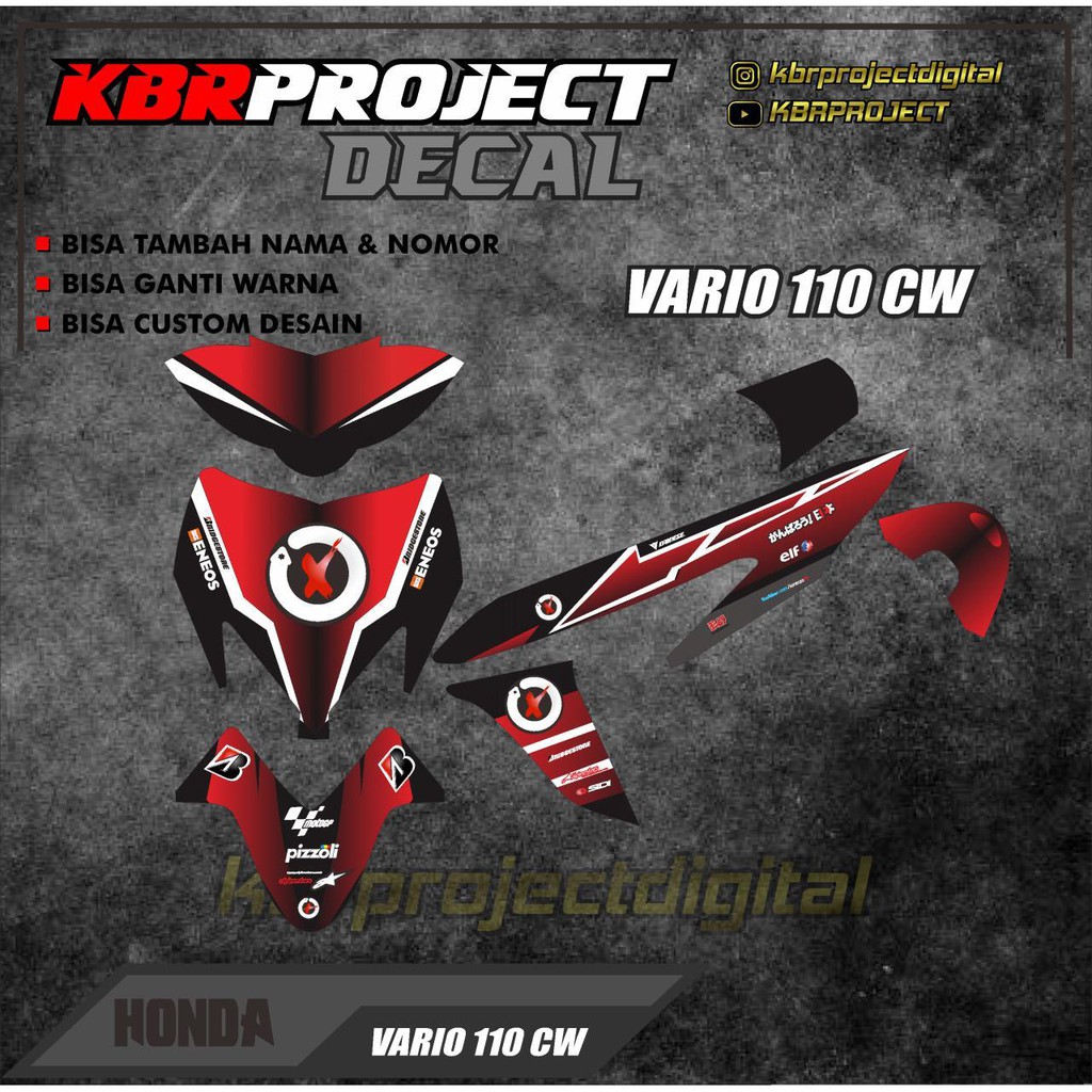 DECAL VARIO 110 CW STICKER VARIASI FULL BODY LIST HONDA VARIO 110 CW MOTIF HELLOW KITTY BISA CUSTOM