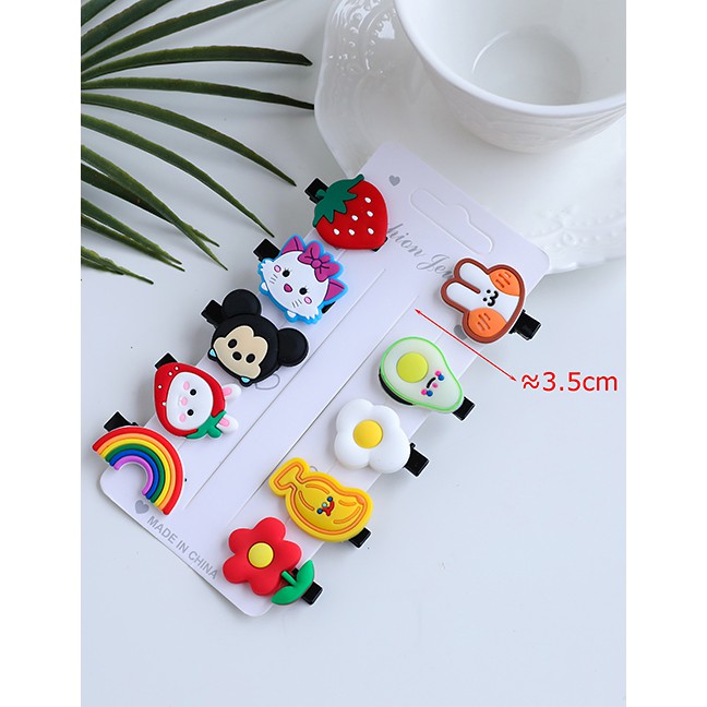 LRC Jepit Rambut Fashion Color Alloy Soft Clay Rainbow Strawberry Cat Duckbill Clip K85847