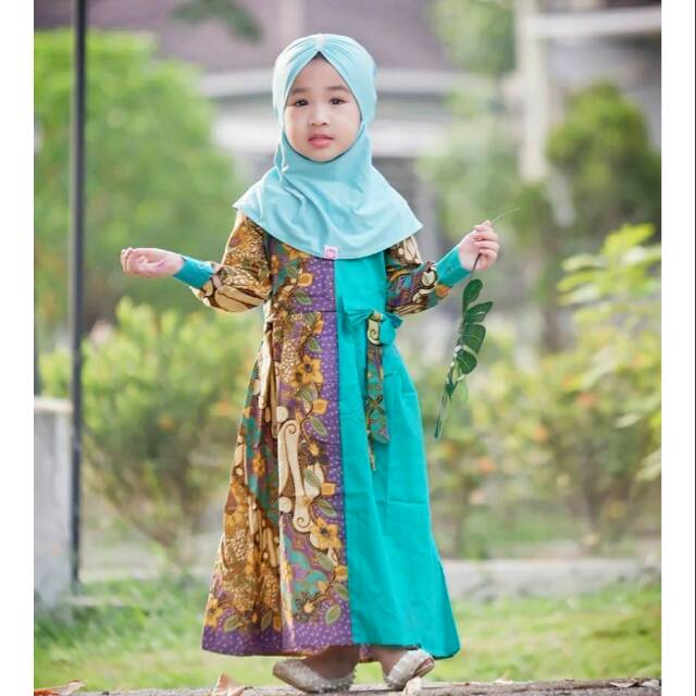 Gamis Khadijah Batik Katun Halus Kombinasi Katun Polos Adem Tali Samping Dan Resleting Belakang Shopee Indonesia